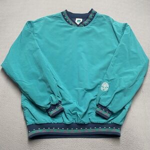 Vintage Turfer Golf Jacket Mens Medium Teal Nylon Pullover Brantwood Club 90s